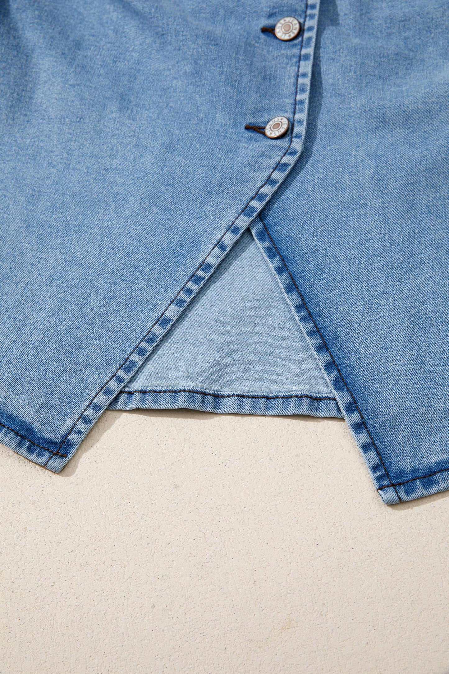 Buttoned Front Slit Denim Vest -3 COLOR OPTIONS