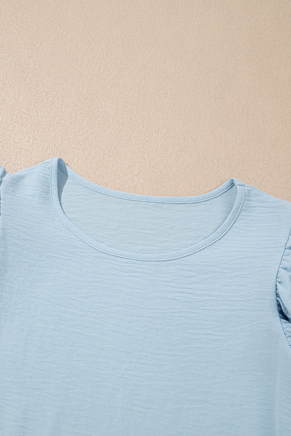 Solid Color Ruffle Sleeve Crinkled Blouse -2 COLOR OPTIONS