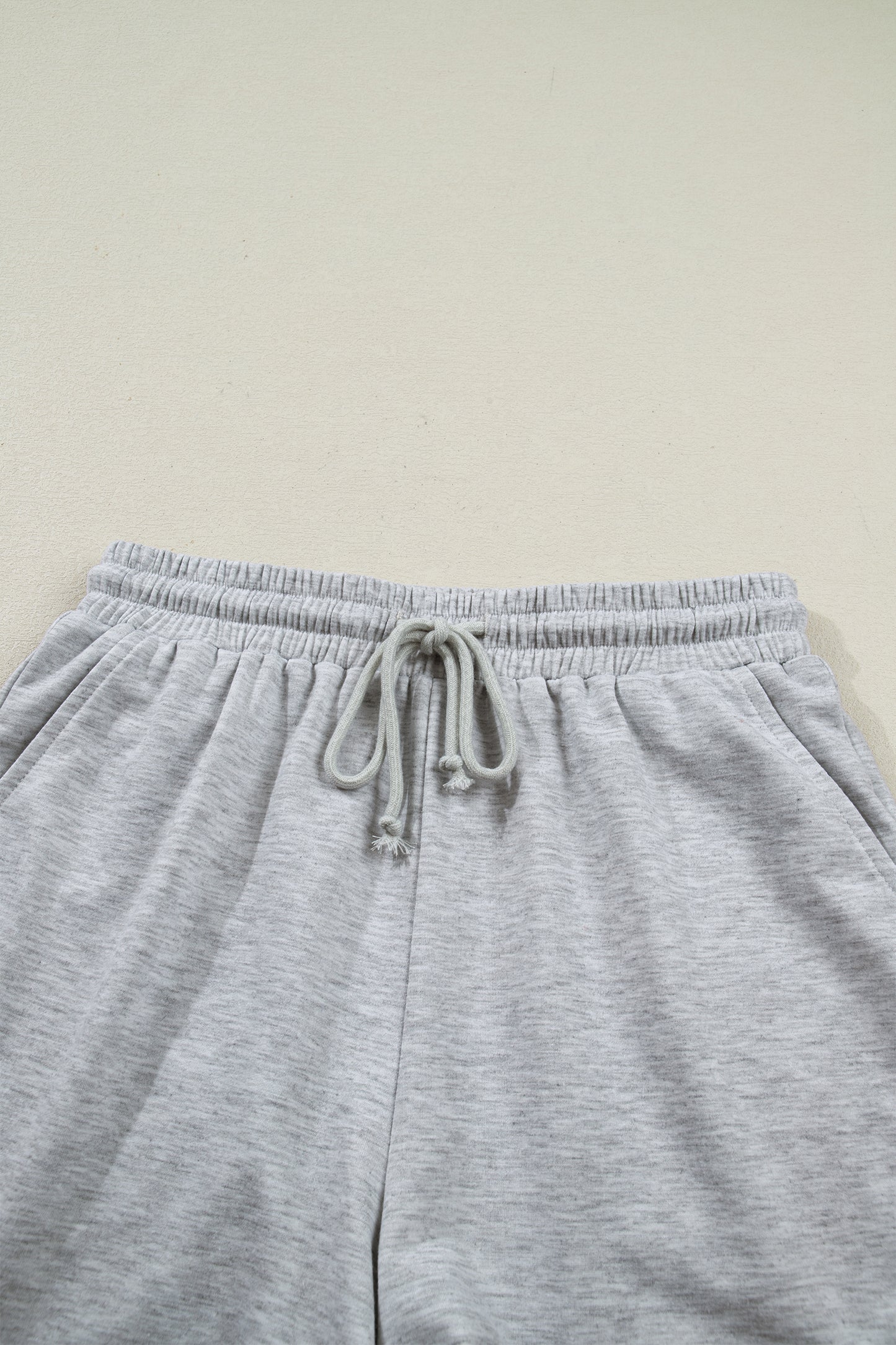 Collared V Neck Tee Drawstring Elastic Waist Shorts 2pcs Outfit -3 COLOR OPTIONS