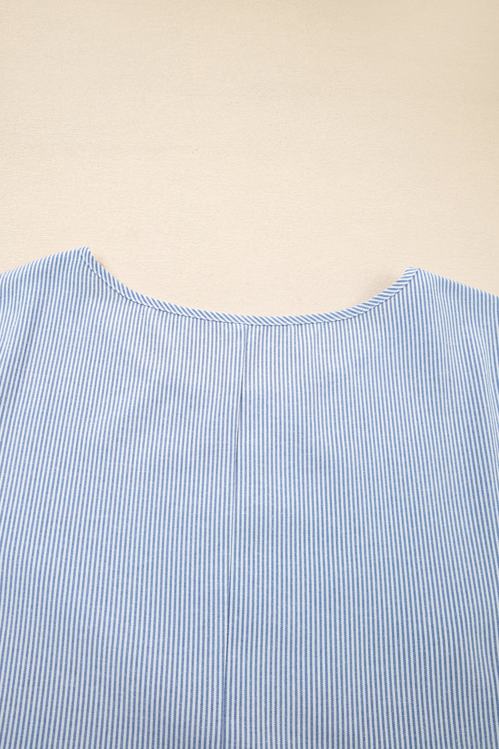 PLUS SIZE-Sky Blue Crisscross Lace Detail Mixed Striped Patchwork Dress