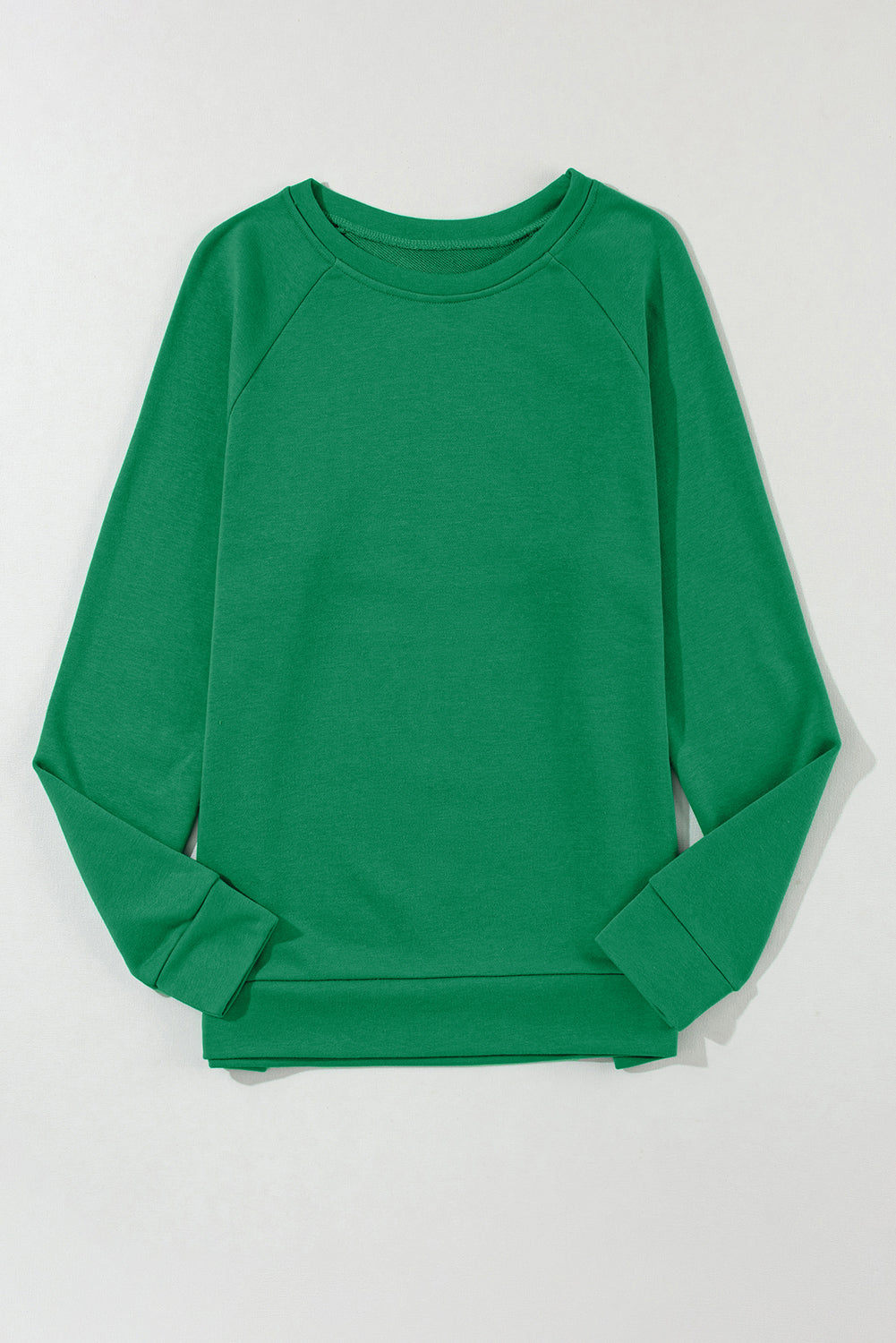 Green Solid Round Neck Sweatshirt