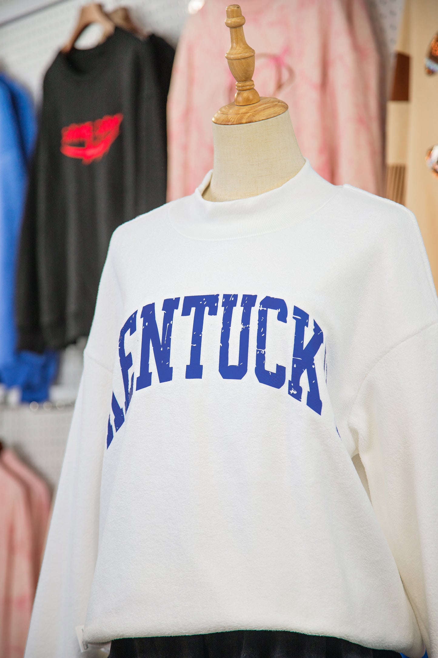 White Kentucky Graphic Mock Neck Reversible Sweatshirt