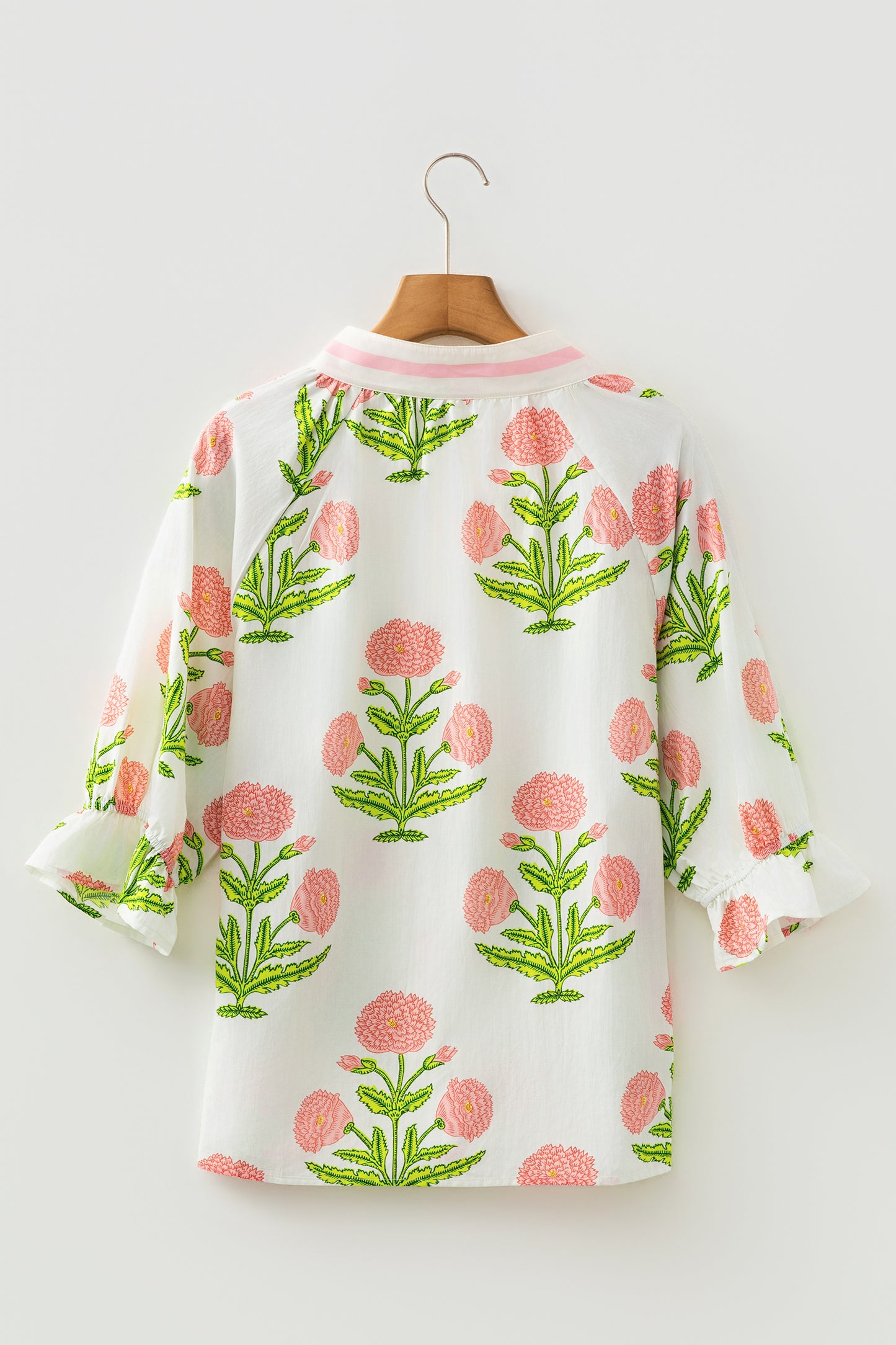 Casual Wild Flower Print V Neck 3/4 Sleeve Blouse - 3 COLOR OPTIONS