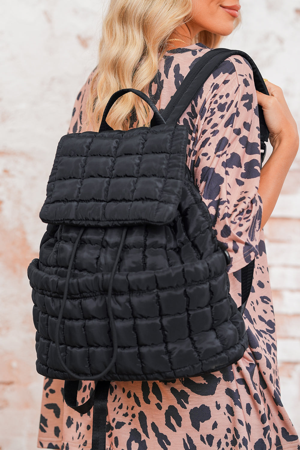 Solid Flapped Quilted Puffer Backpack -6 COLOR OPTIONS