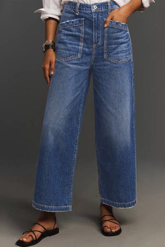 Minimalist Patch Pocket High Waist Shift Jeans- 2 COLOR OPTIONS