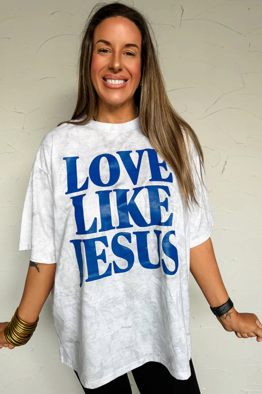 Gray Love Like Jesus Camouflage Oversized T Shirt