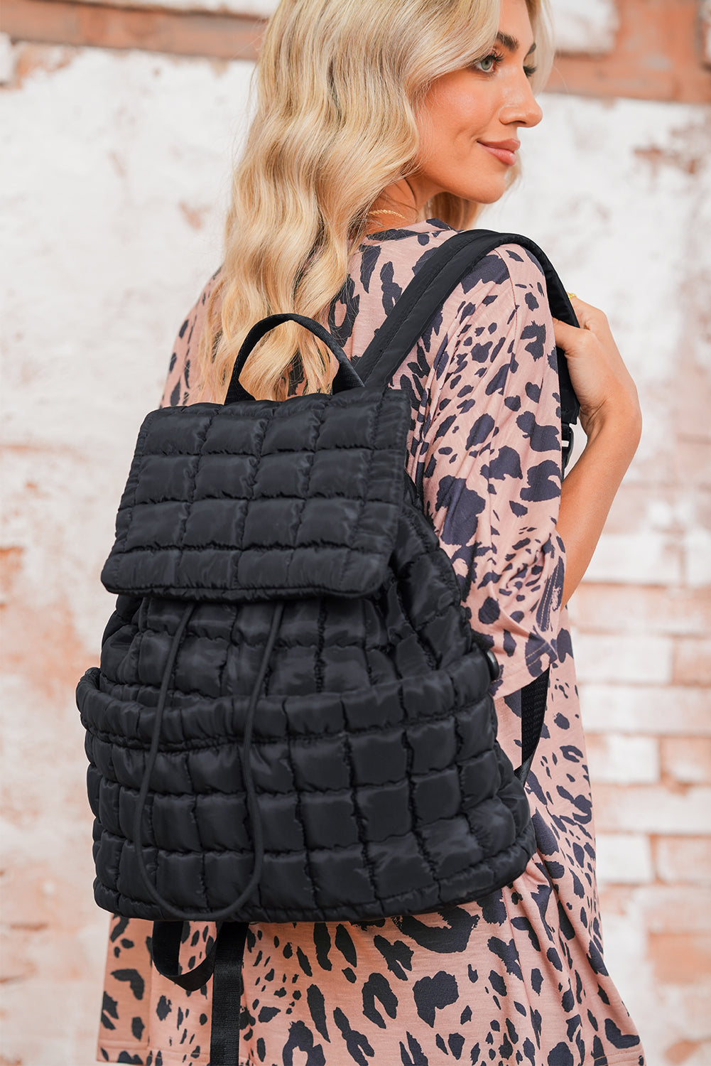 Solid Flapped Quilted Puffer Backpack -6 COLOR OPTIONS