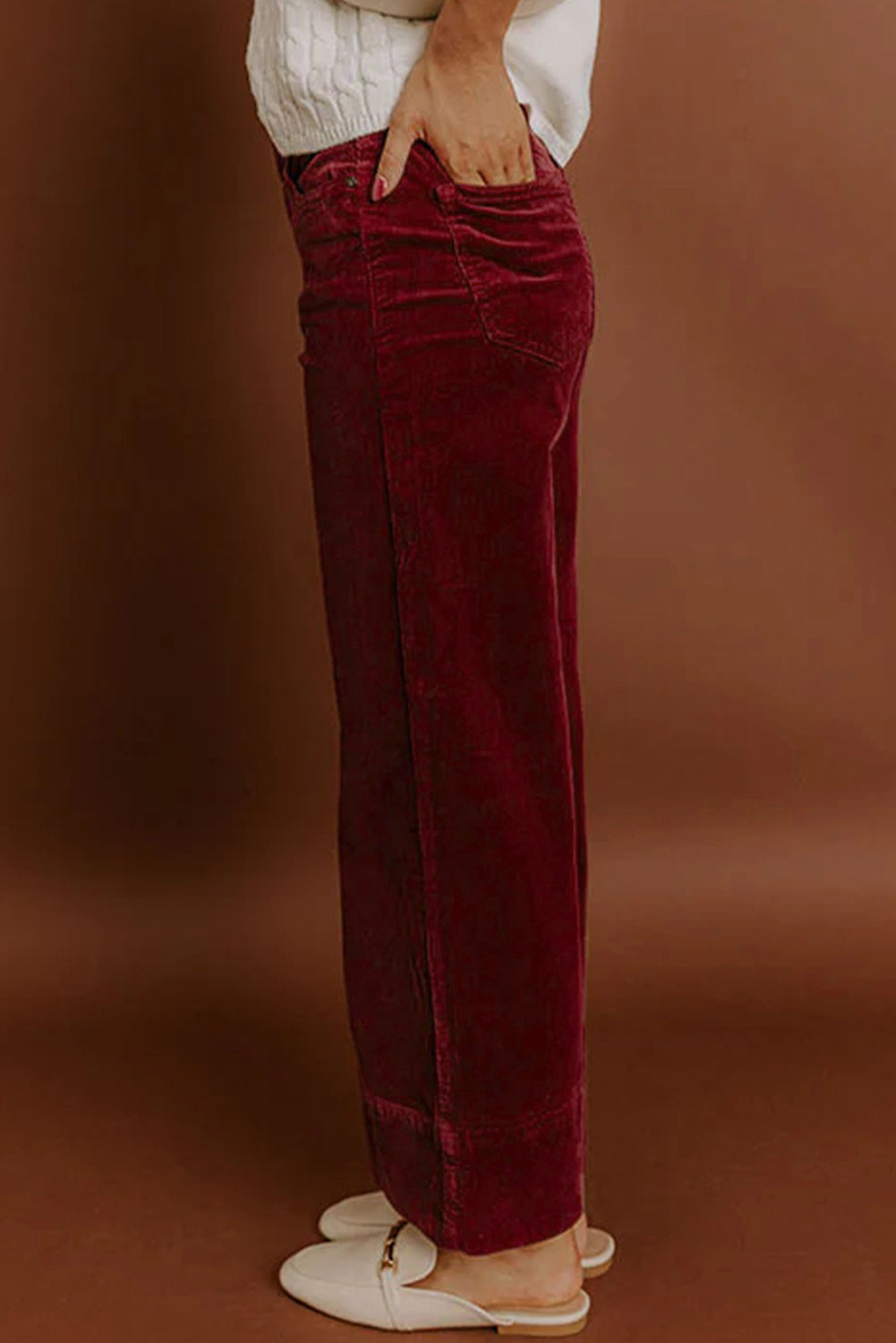 Corduroy Solid Color High Waist Wide Leg Pants -2 COLOR OPTIONS