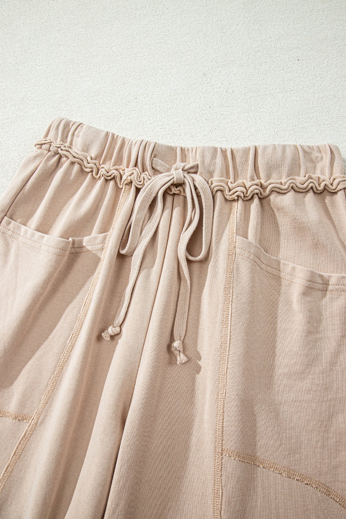 Mineral Wash Drawstring Retro High Waist Wide Leg Western Pants -2 COLOR OPTIONS