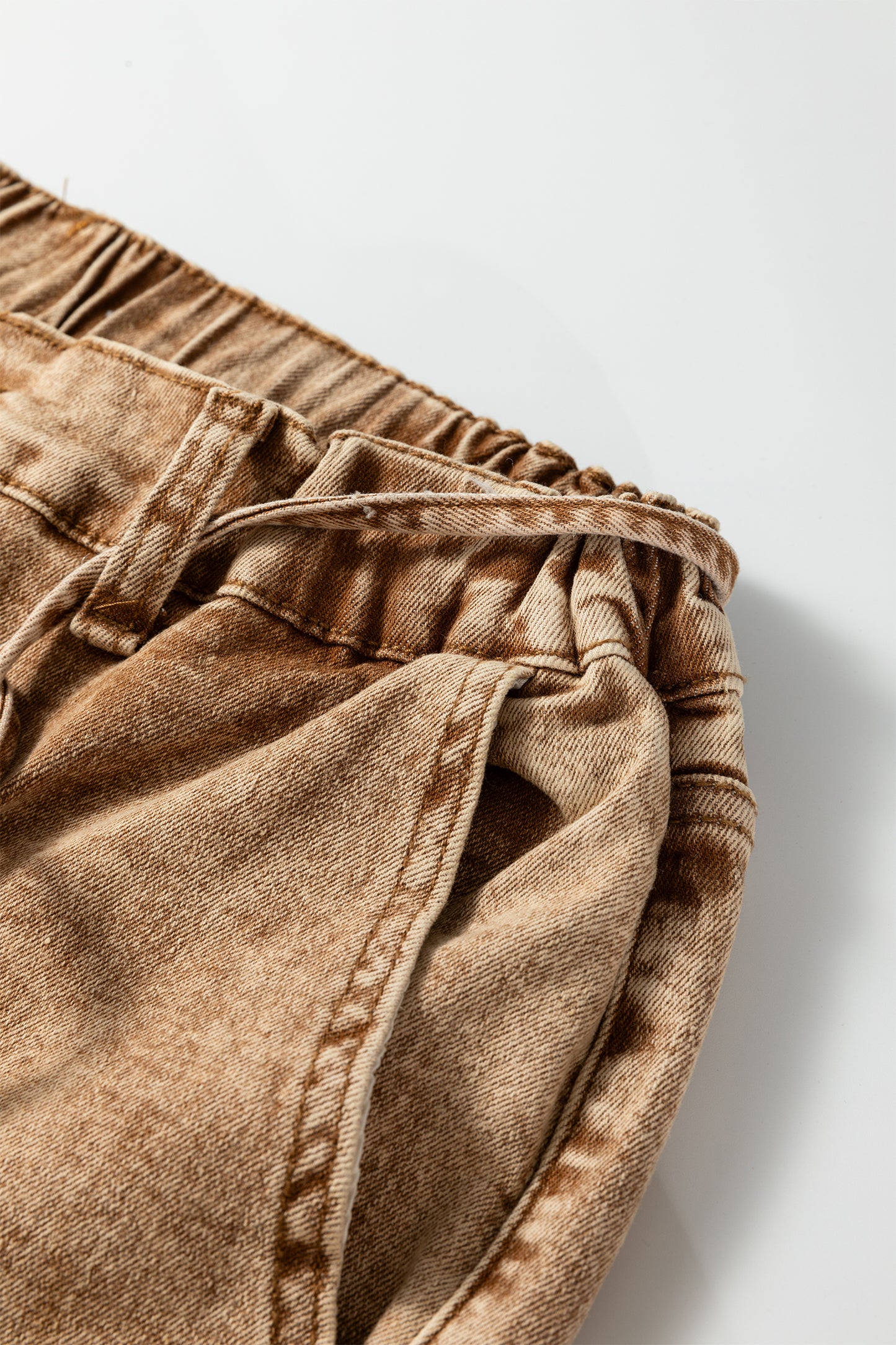 Acid Wash Tie Waist Denim Pants -2 COLOR OPTIONS
