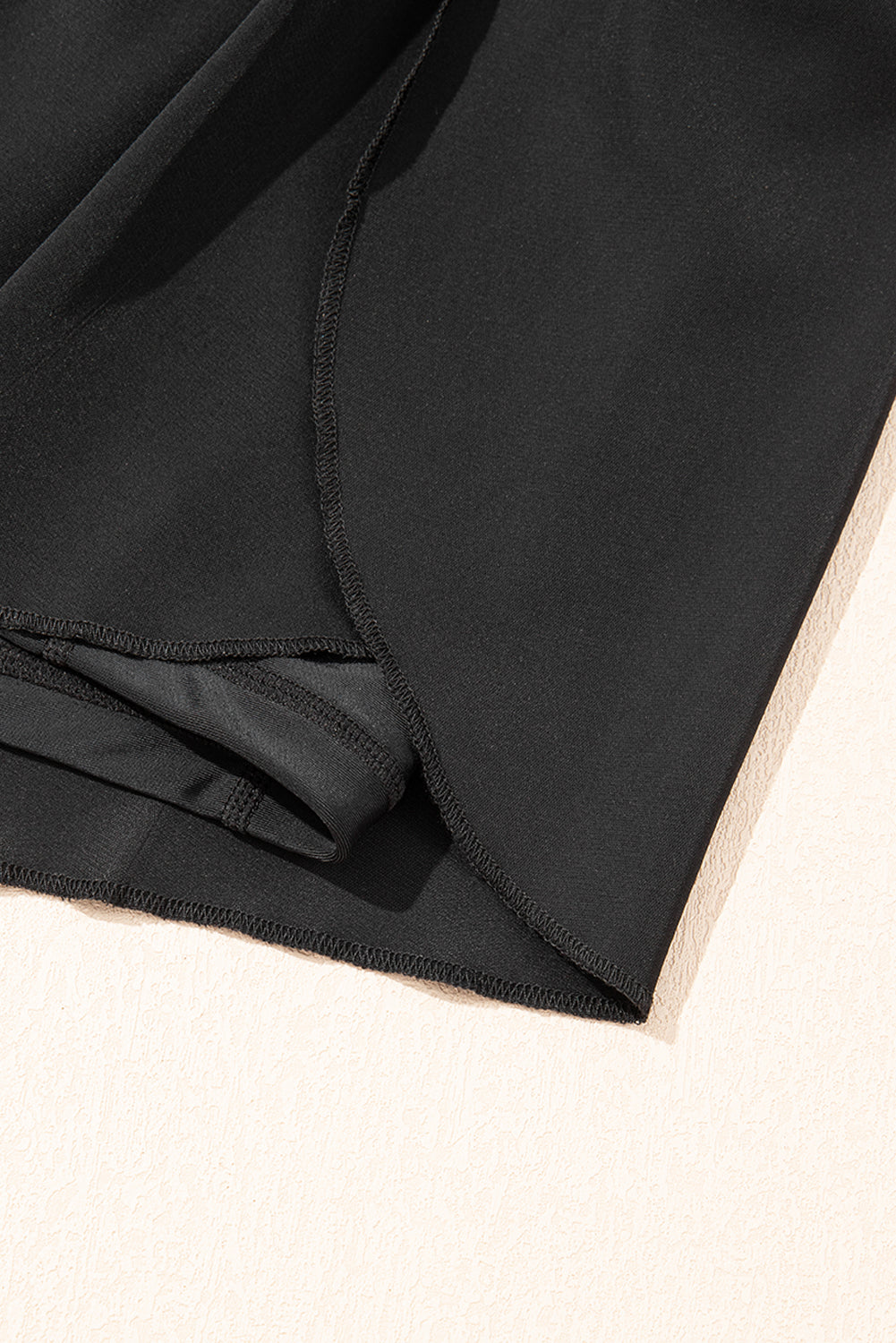 Black High Waist Drawstring 2-in-1 Side Pocket Bikini Shorts