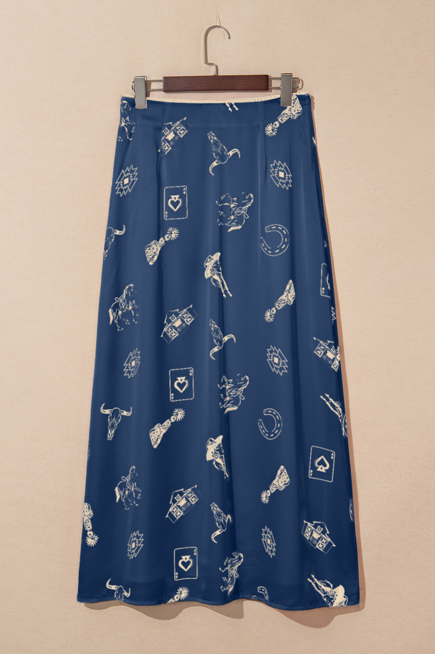 Vintage Print Satin Maxi Skirt -3 COLOR OPTIONS