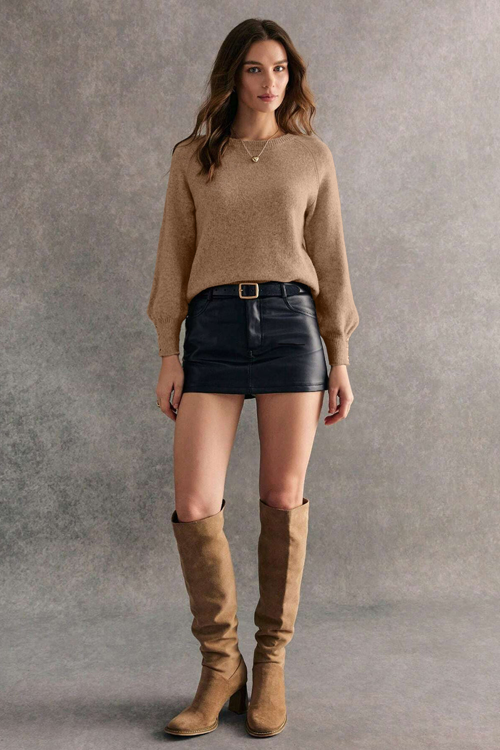 Buttoned Cuffs Raglan Sleeve Knit Sweater -2 COLOR OPTIONS