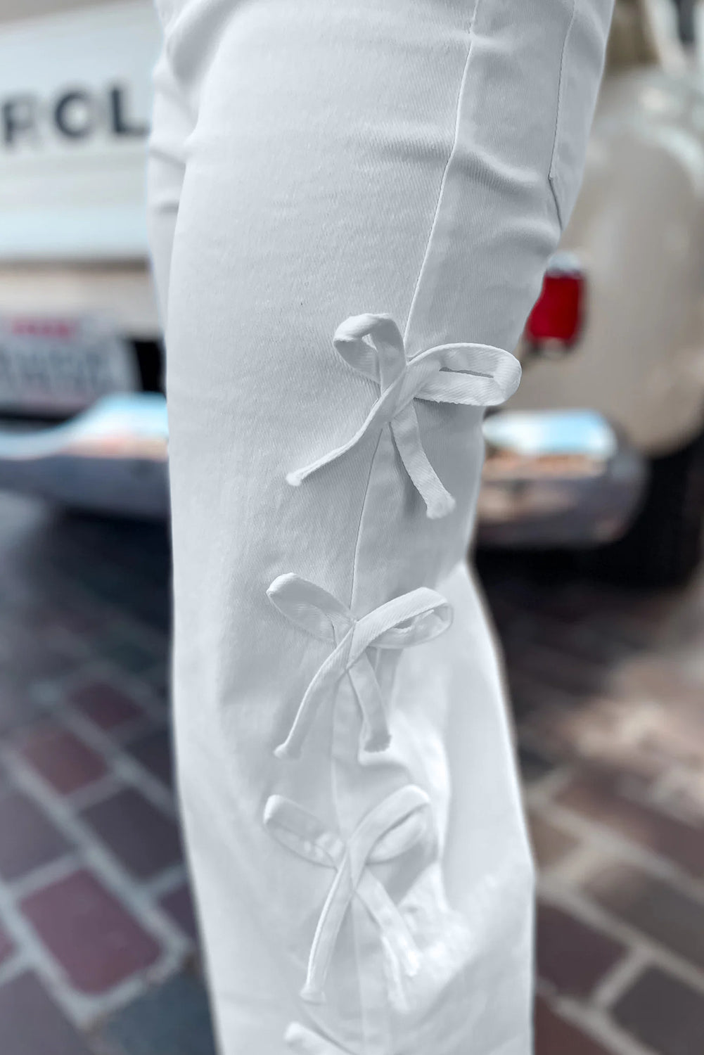 Bowknot Side Detail Straight Leg Loose Jeans -2 COLOR OPTIONS