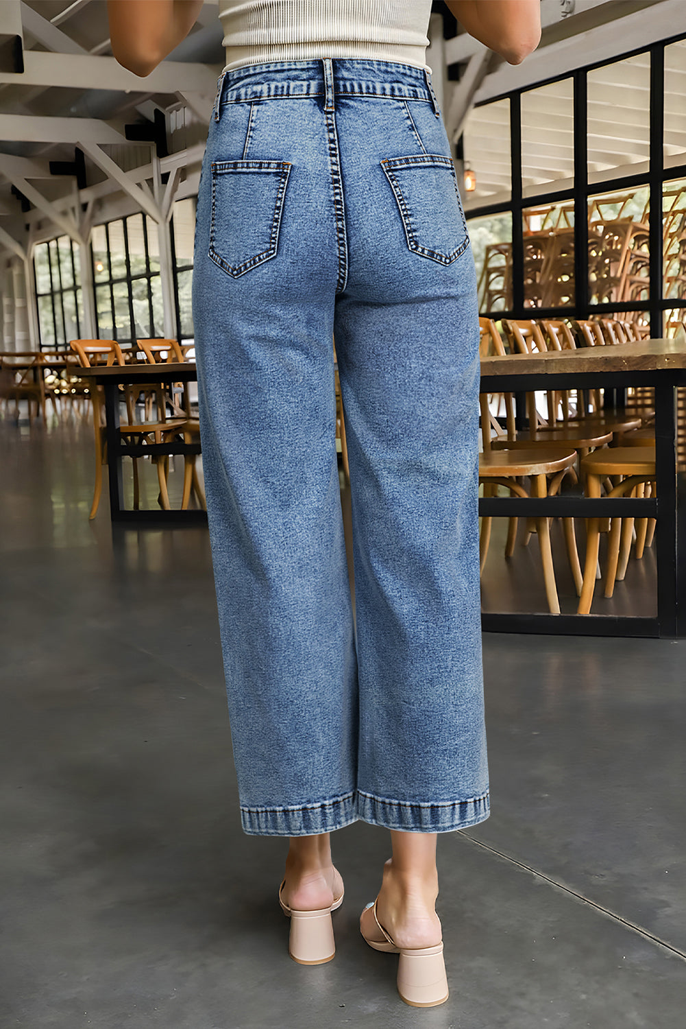 Patch Pocket Straight Leg Loose Jeans- 4 COLOR OPTIONS