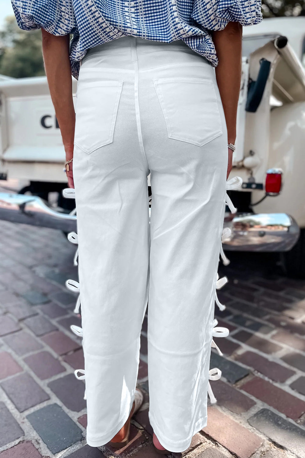 Bowknot Side Detail Straight Leg Loose Jeans -2 COLOR OPTIONS
